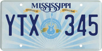 MS license plate YTX345