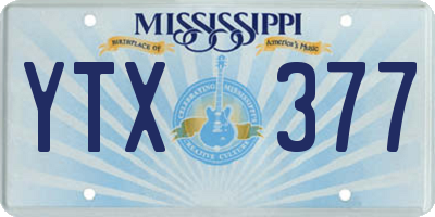 MS license plate YTX377