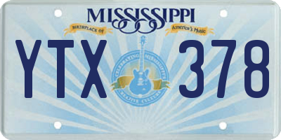 MS license plate YTX378