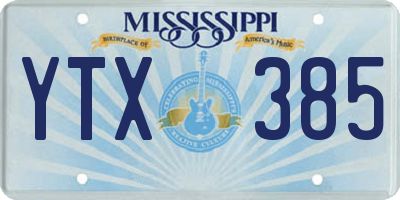 MS license plate YTX385