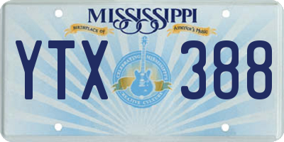 MS license plate YTX388