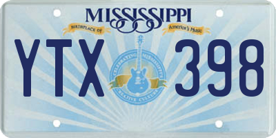 MS license plate YTX398