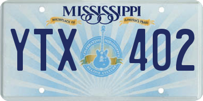 MS license plate YTX402