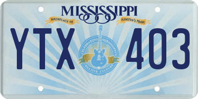 MS license plate YTX403