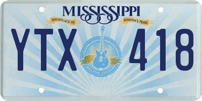 MS license plate YTX418