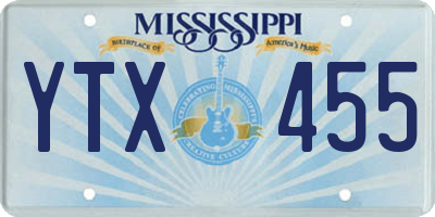 MS license plate YTX455