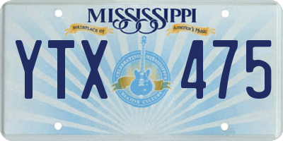 MS license plate YTX475
