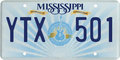 MS license plate YTX501
