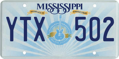 MS license plate YTX502