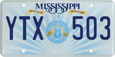 MS license plate YTX503