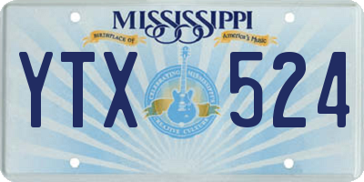 MS license plate YTX524