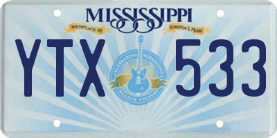 MS license plate YTX533
