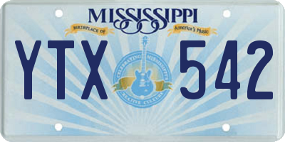 MS license plate YTX542