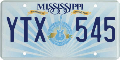 MS license plate YTX545