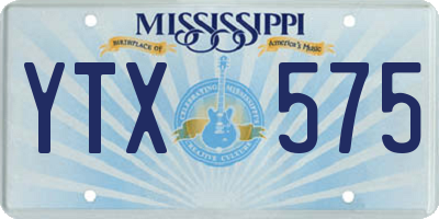 MS license plate YTX575