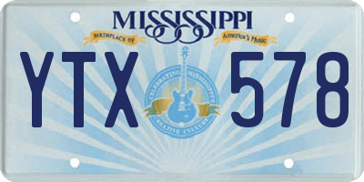 MS license plate YTX578