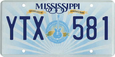 MS license plate YTX581