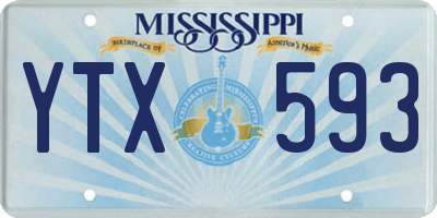 MS license plate YTX593