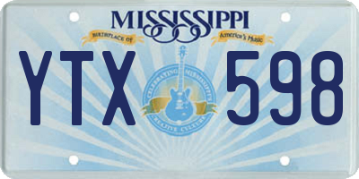 MS license plate YTX598