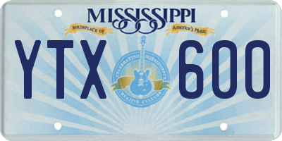 MS license plate YTX600