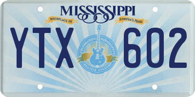 MS license plate YTX602