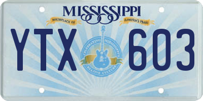 MS license plate YTX603