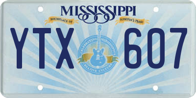 MS license plate YTX607