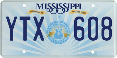 MS license plate YTX608