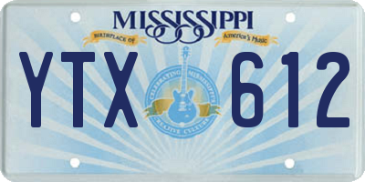 MS license plate YTX612