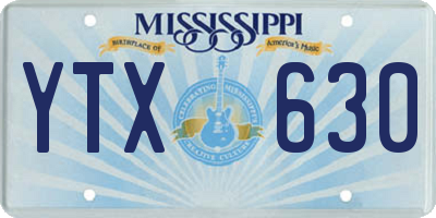 MS license plate YTX630