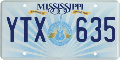 MS license plate YTX635