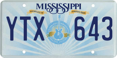 MS license plate YTX643