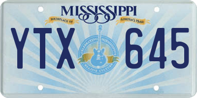 MS license plate YTX645