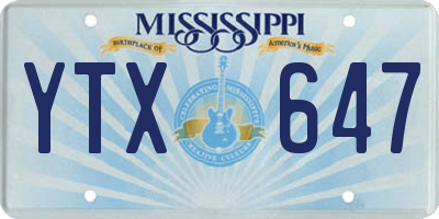 MS license plate YTX647