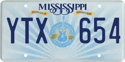 MS license plate YTX654