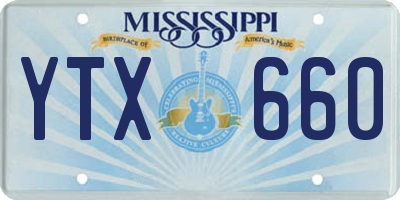 MS license plate YTX660
