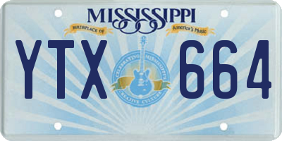 MS license plate YTX664
