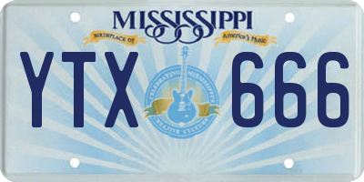 MS license plate YTX666
