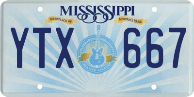 MS license plate YTX667