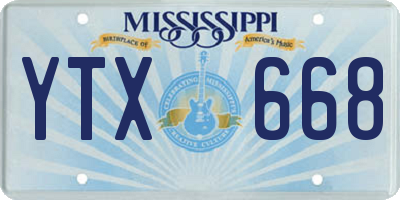 MS license plate YTX668