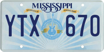 MS license plate YTX670
