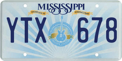 MS license plate YTX678