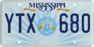 MS license plate YTX680