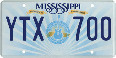 MS license plate YTX700