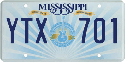 MS license plate YTX701