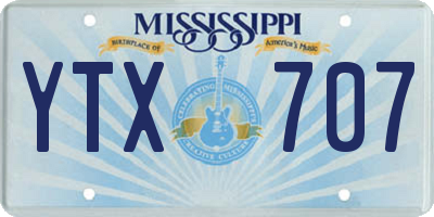 MS license plate YTX707