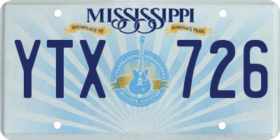 MS license plate YTX726
