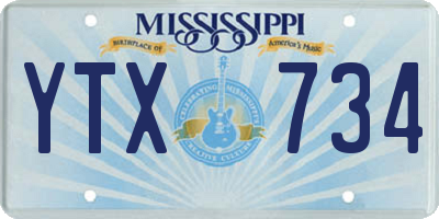 MS license plate YTX734