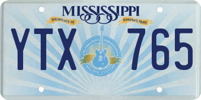 MS license plate YTX765