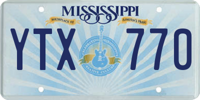 MS license plate YTX770